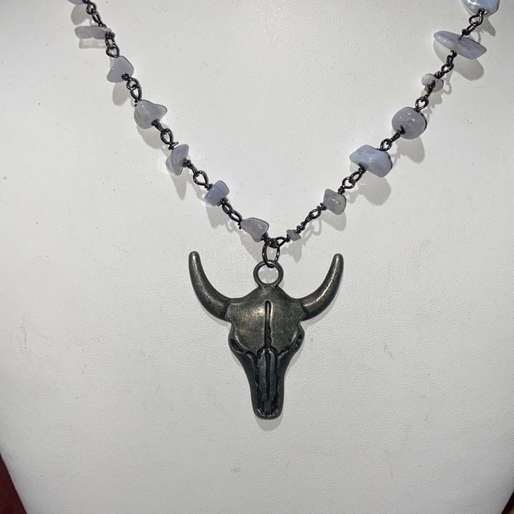 Vintage Southwestern Bull Pewter Necklace